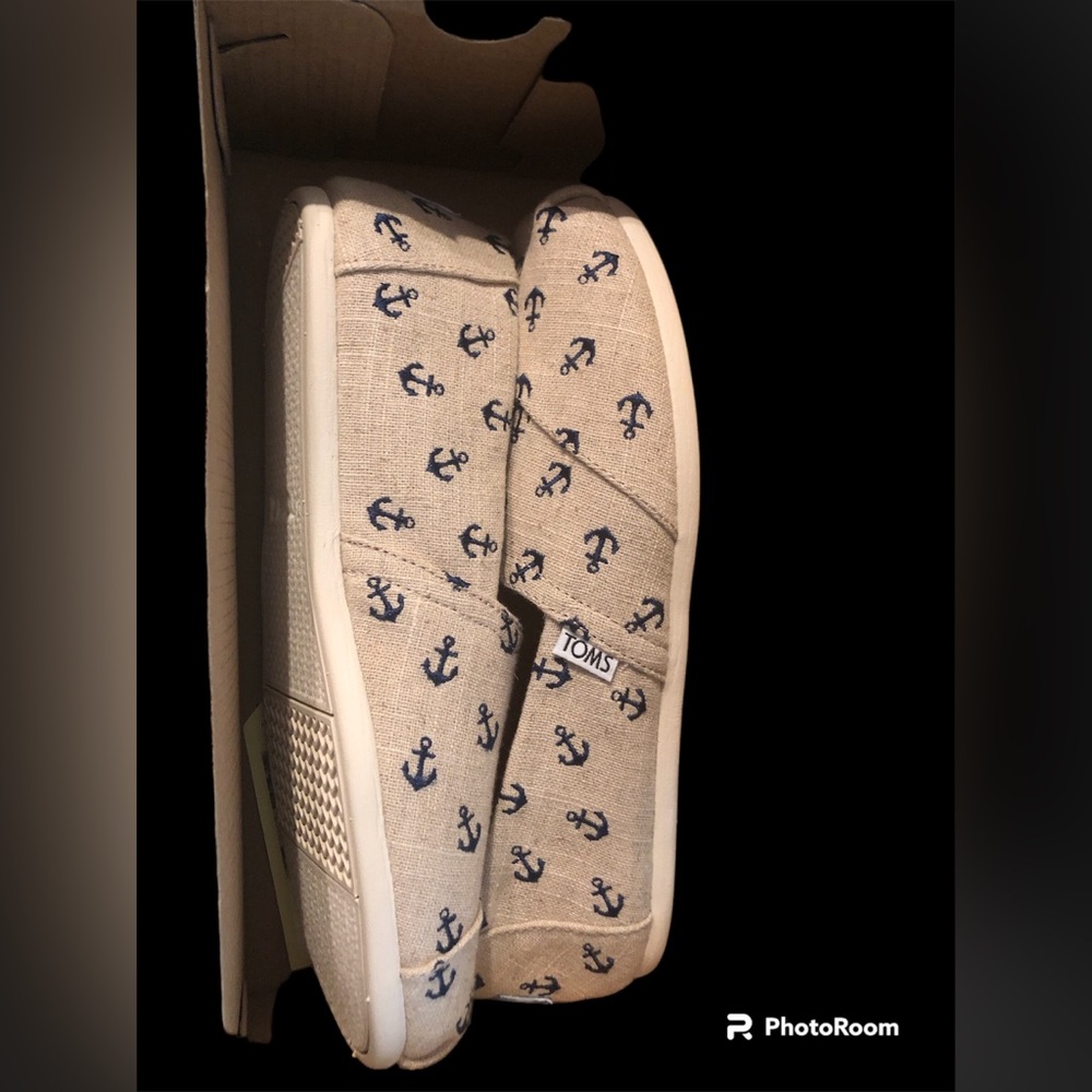 Toms Natural Burlap with Anchors Classics
